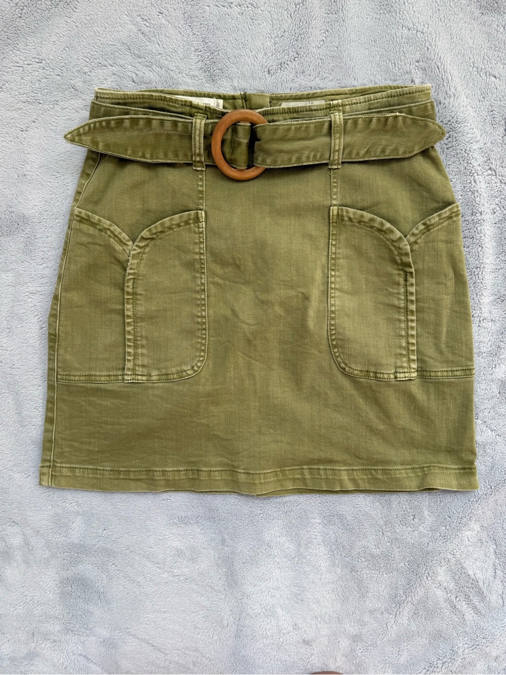 Anthropologie Pilcro and the Letterpress Olive Green Belted Mini Skirt